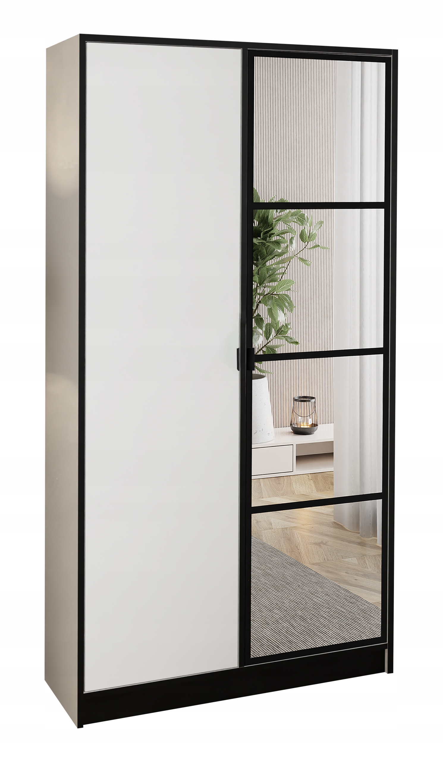 Skříň dvoudveřová Lumi 105 2D Bílá se zrcadlem Eden úchytka č.