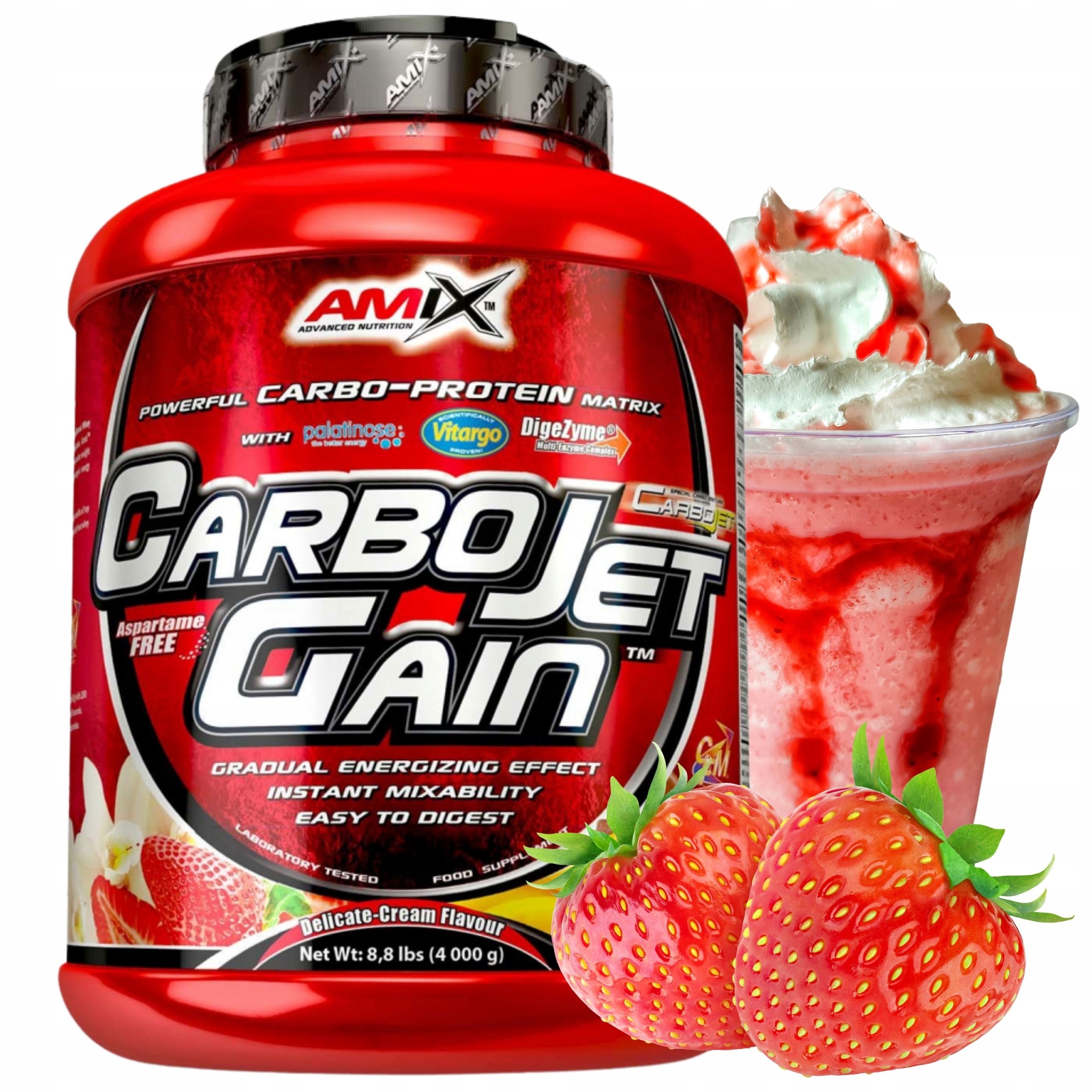 Mass Gainer Jahoda na svalovou hmotu Vitargo Sacharidy Cfm Protein