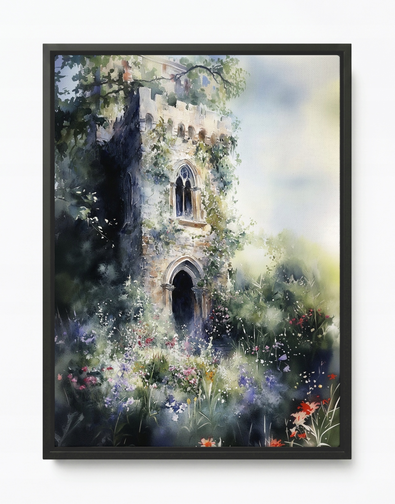 Obraz Rám Americký Box Tajemný Zámek Věž Zřícenina Zahrada Květiny 60x80