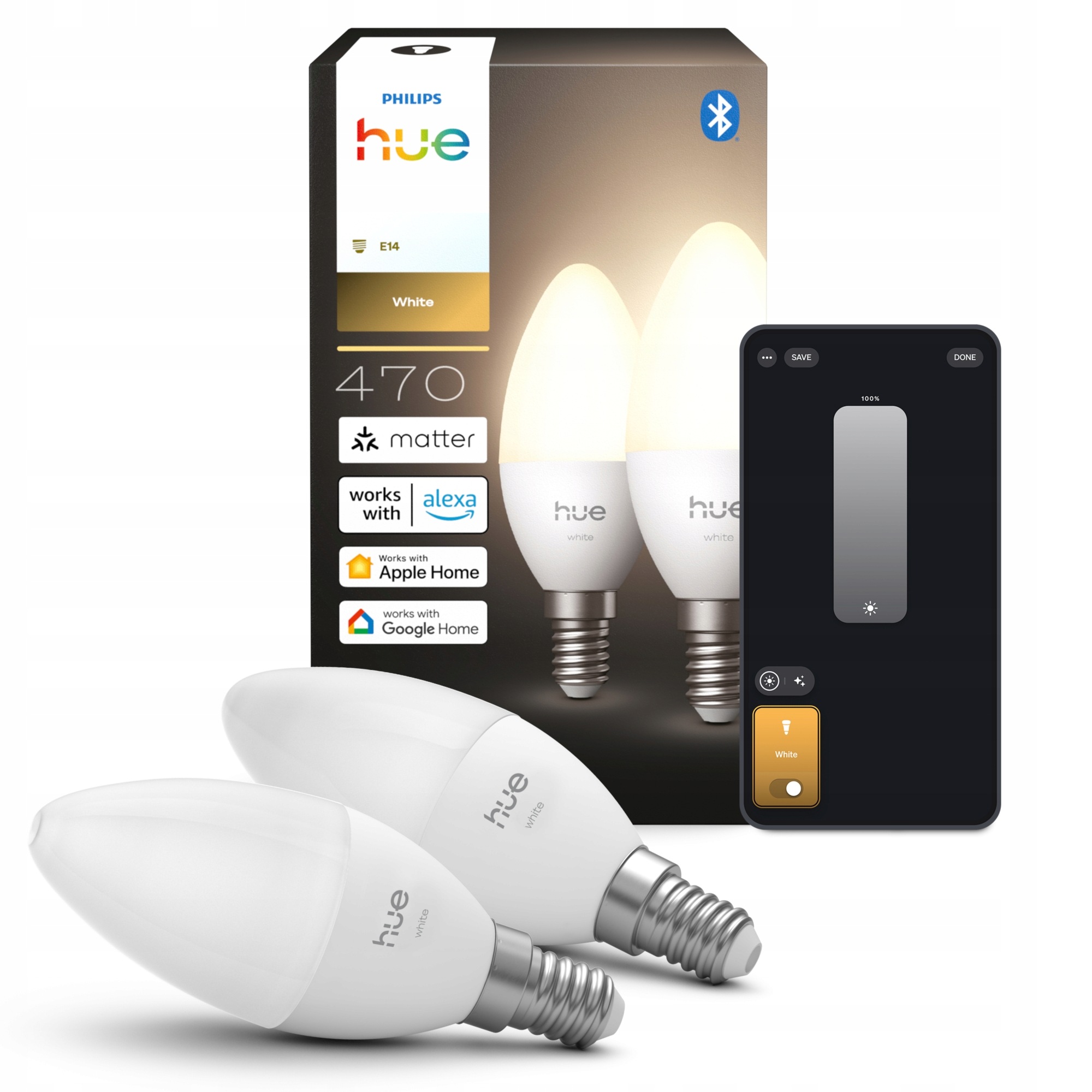 Led žárovka E14 B39 3.9W 470lm 2700K Smart ZigBee White Philips Hue 2 ks