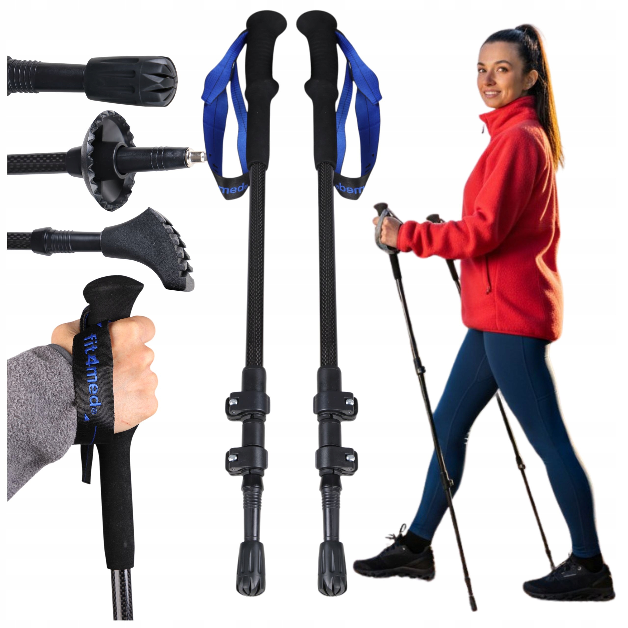 Trekové hole skládací karbonové lehké hole pro nordic walking chůzi