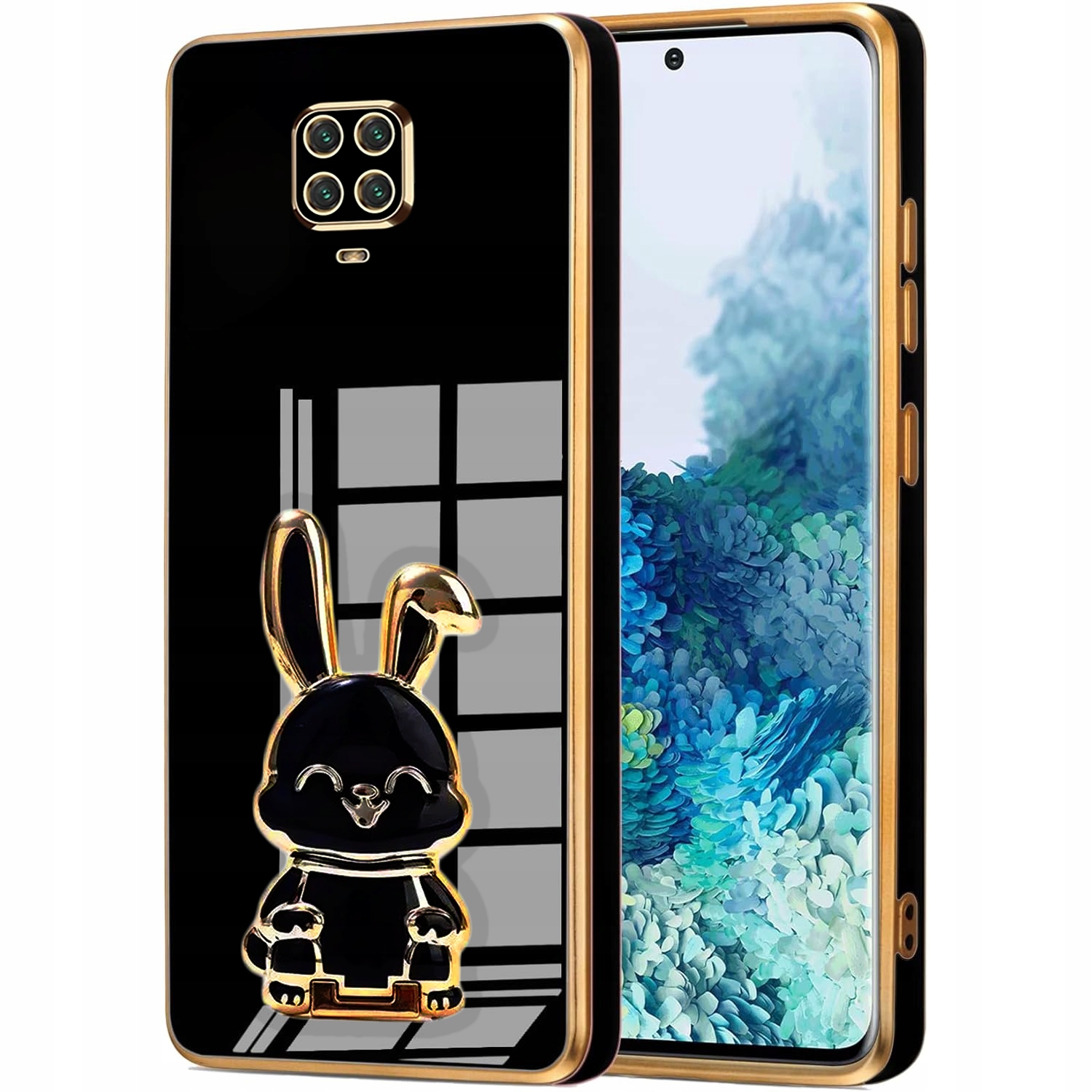 ETUI GLAMOUR DO XIAOMI REDMI NOTE 9 PRO KRÓLIK UCHWYT SILIKON CASE + SZKŁO