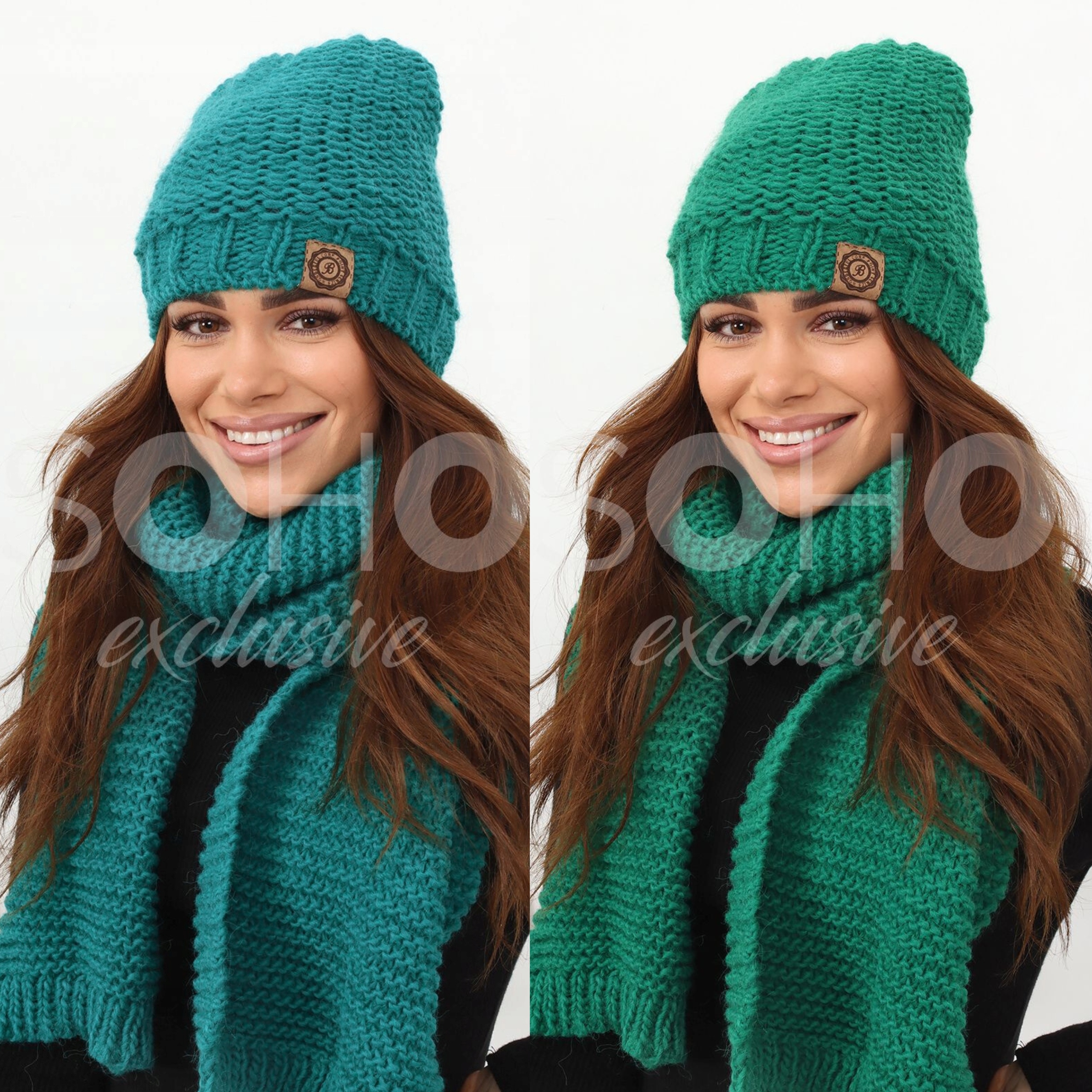 KOMPLET DAMSKI KOBIECY CZAPKA SZALIK ZESTAW POLSKI POLAR WEŁNA KOL 2457 Model 2457