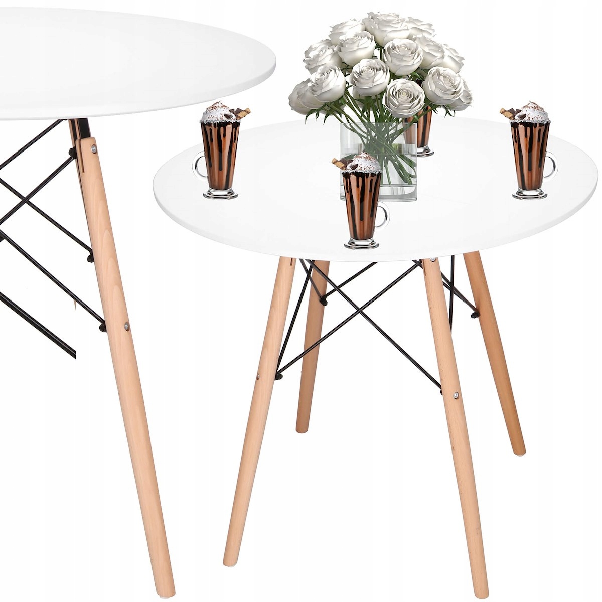 STÓŁ DO JADALNI KUCHNI SALONU STYL SKANDYNAWSKI OKRĄGŁY NOWOCZESNY 80x75cm Stan opakowania oryginalne