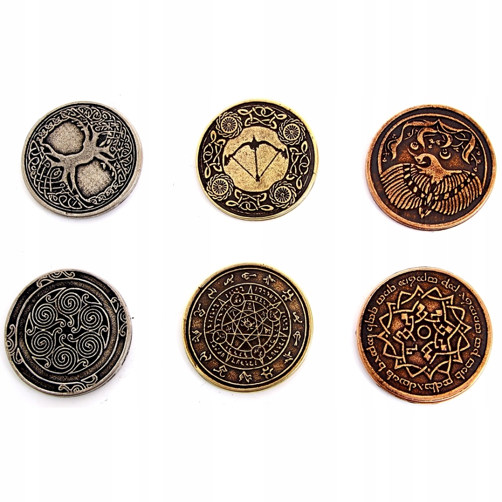 ZESTAW 3 ELFICKICH METALOWYCH MONET LARP RPG