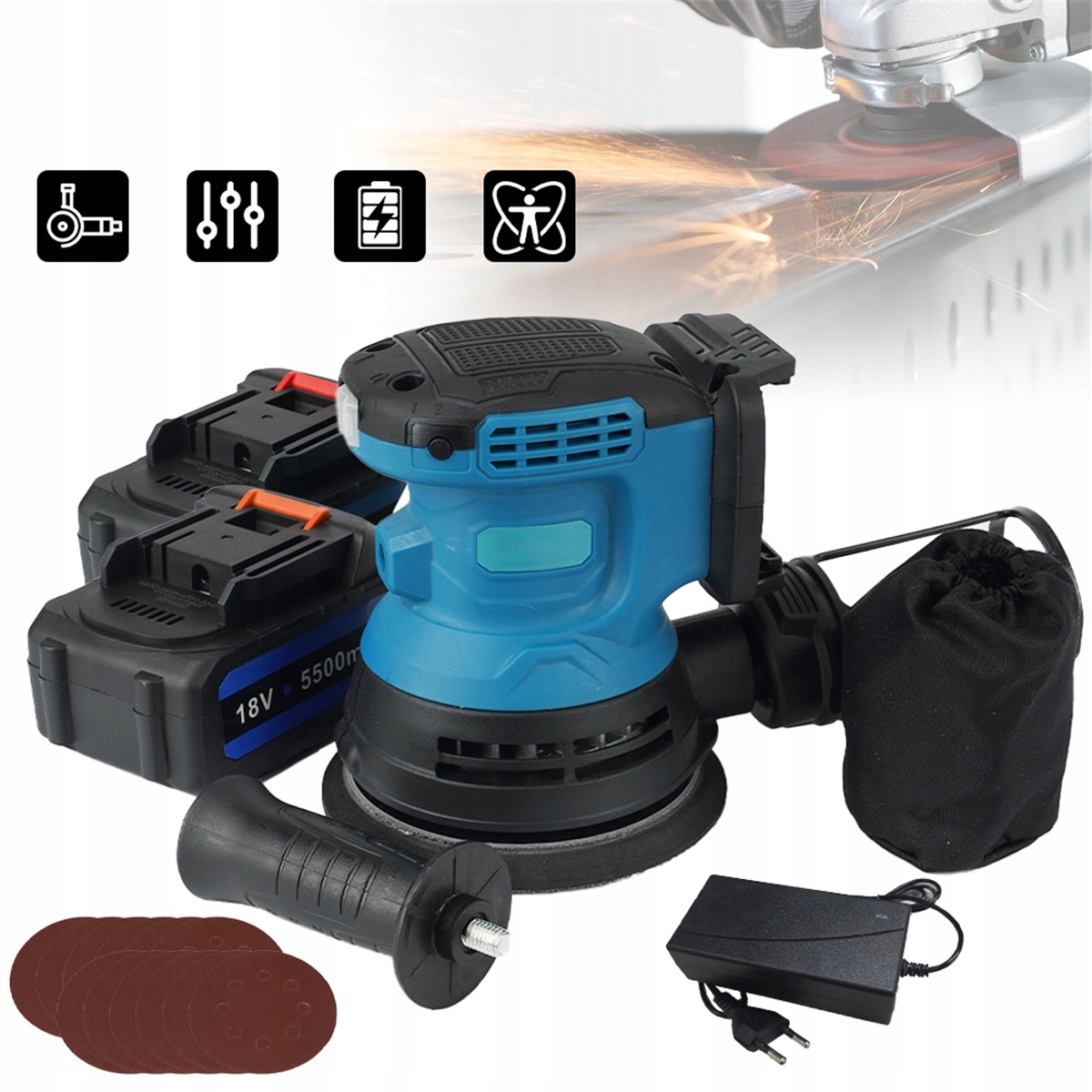 Bezdrátová Ergonomická Bruska S Baterií 5500 Mah Pro Renovaci Nábytku