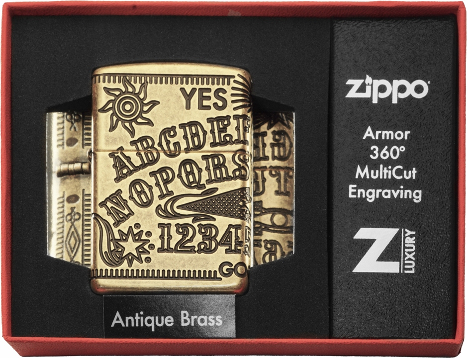 Zapalovač Zippo Antique Brass Ouija Board Armor 60004897 Větruodolný Be