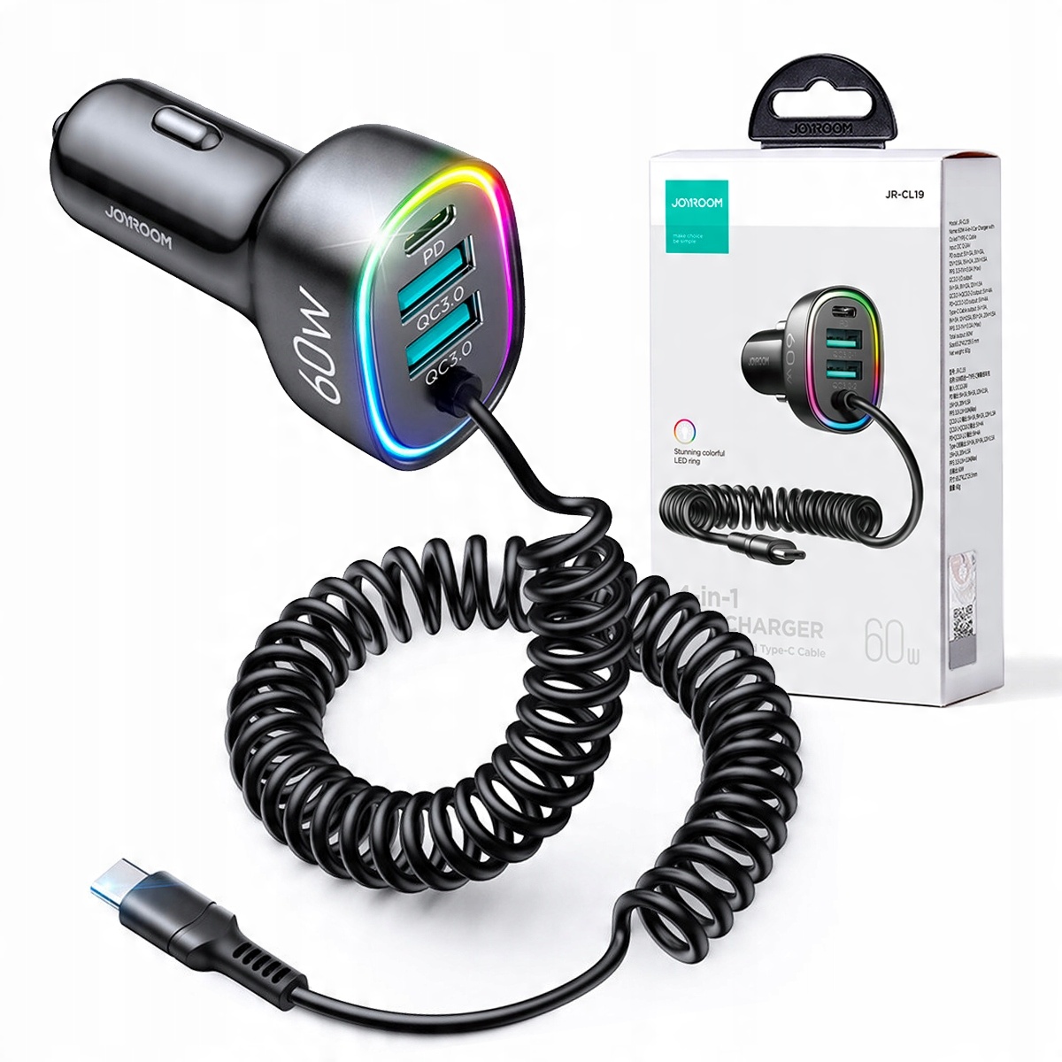 

Joyroom Szybka Ładowarka Do Samochodu 4w1 Kabel