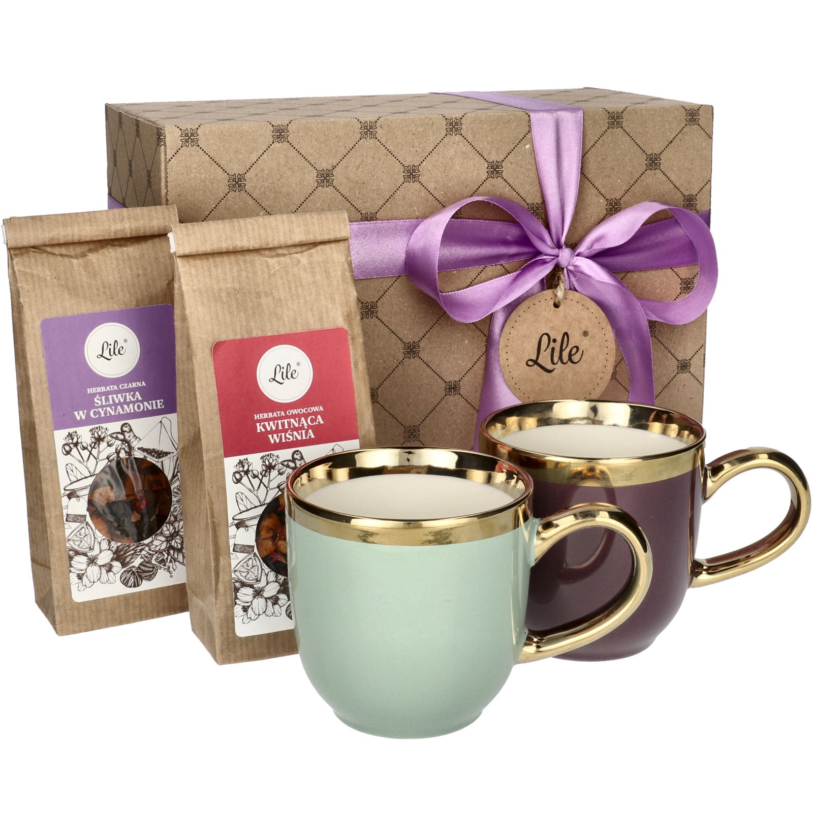 Porcelánové hrnky s čajem pro tatínka, maminku, dárková krabička k narozeninám