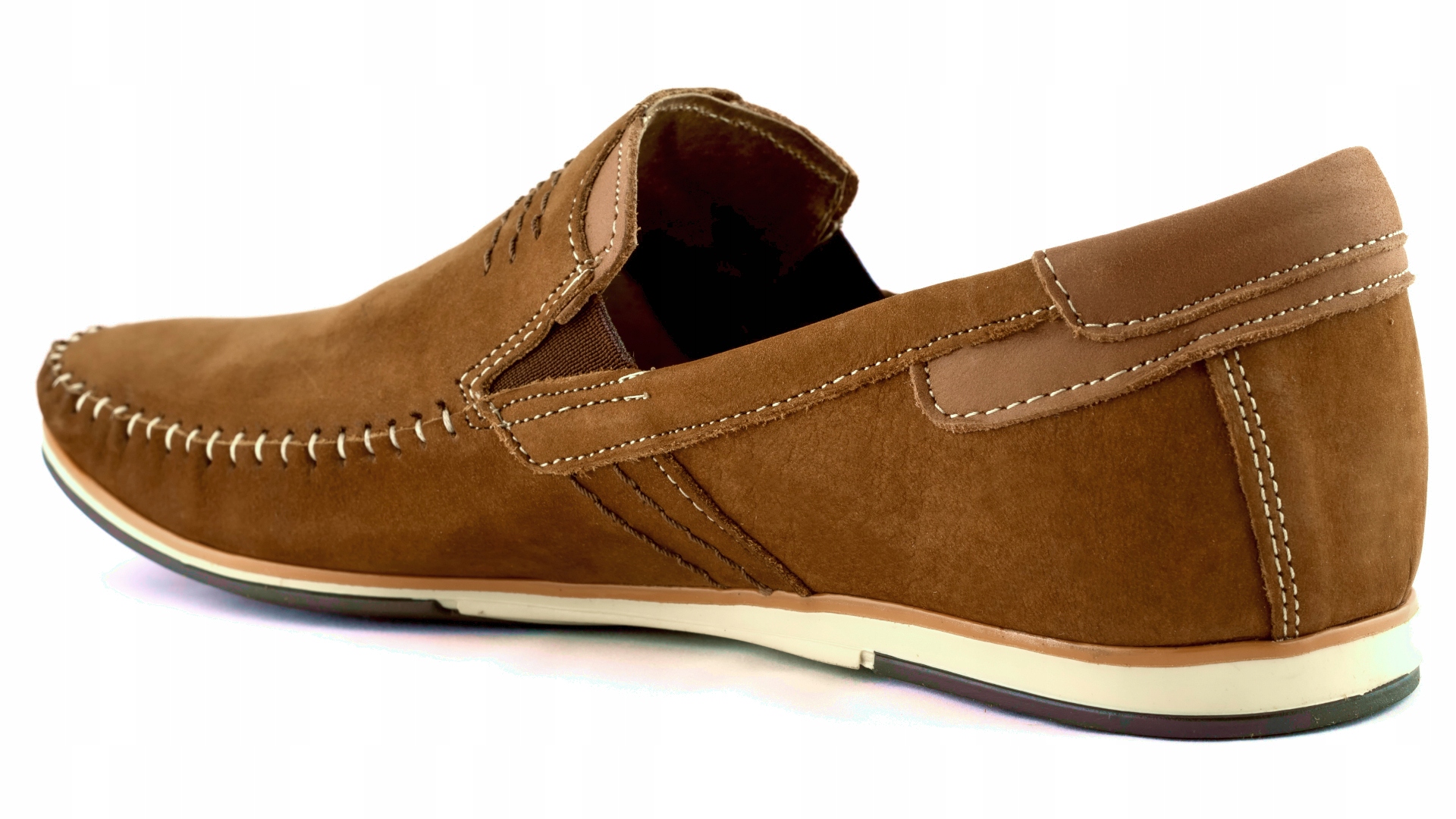 Mokasyny męskie POLSKIE buty skórzane brązowe 48 EAN (GTIN) 5904158375834