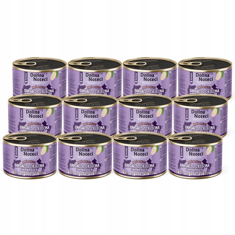 Krmivo pro kočky ryba s telecím masem Dolina Noteci Superfood 12 x 185 g