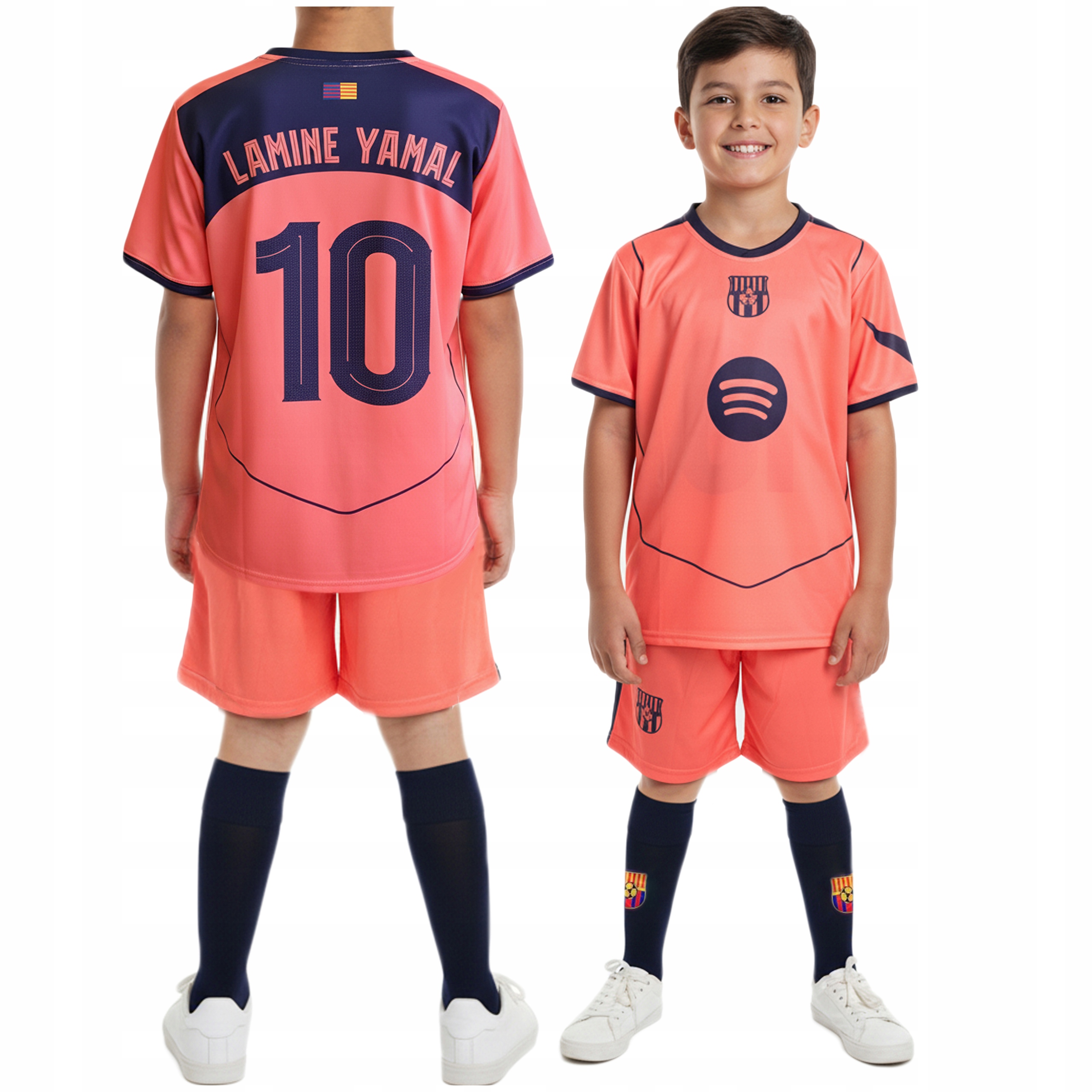 Strój Piłkarski Lamine Yamal Barcelona Komplet z Getrami Dla Dzieci 140 cm
