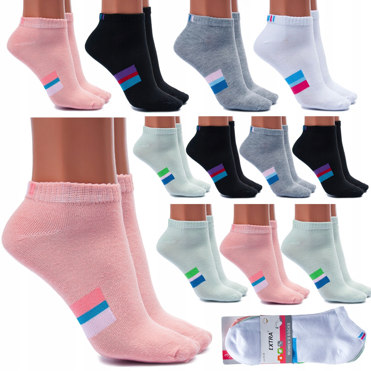 

12x damskie Stopki Skareptki Bawełna Niskie 39-42