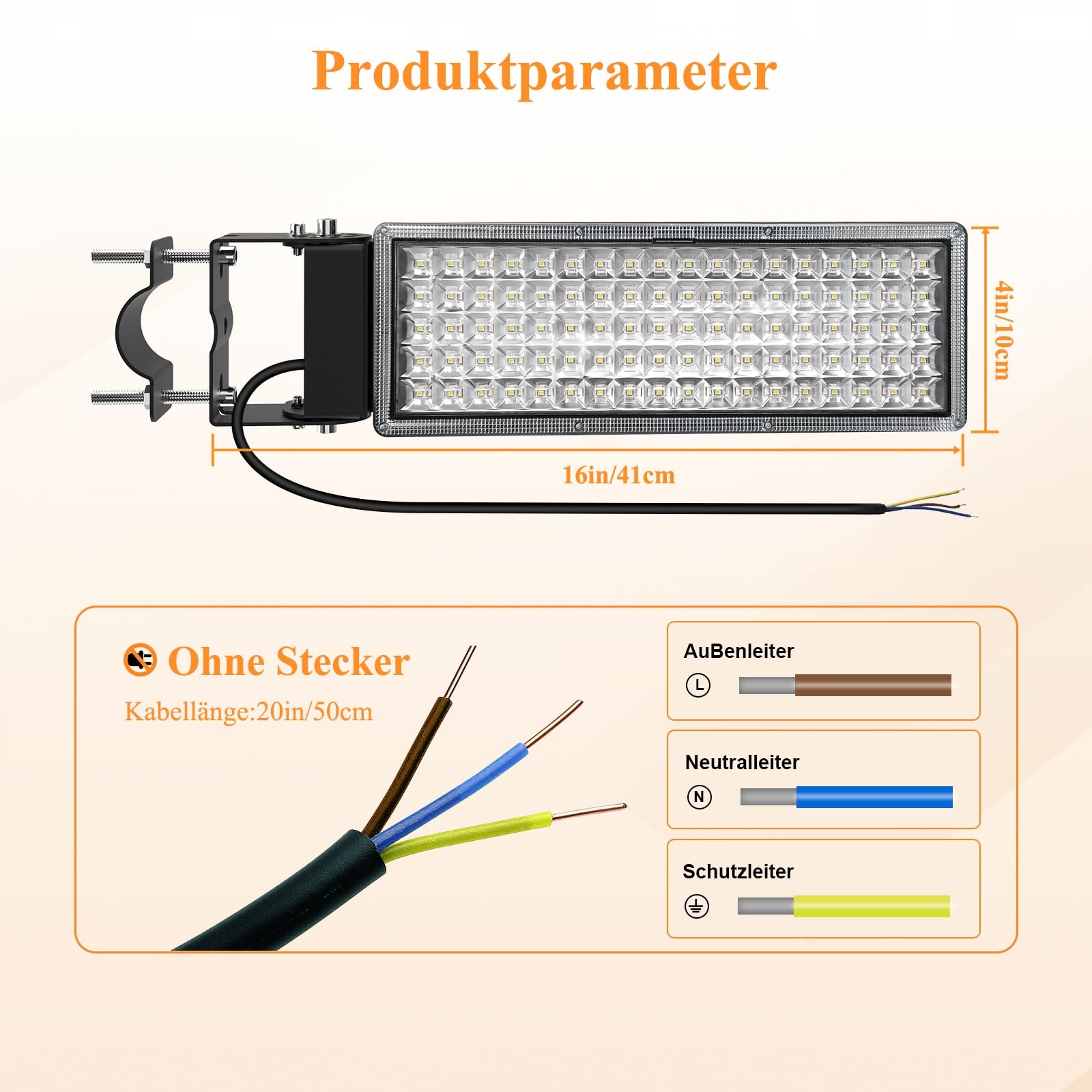 Lampa Uliczna LED 100W 14000lm IP67 6500K Wodoodporna Mocna SUFUYA — miniatura 7