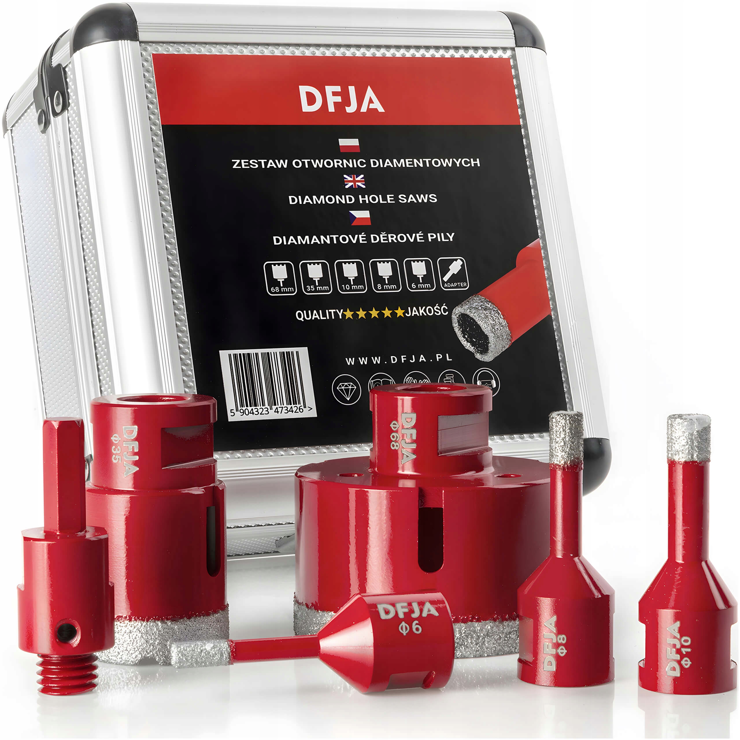 Otwornica Do Gresu Diamentowa Zestaw Otwornic 6-68mm Betonu Granitu Adapter