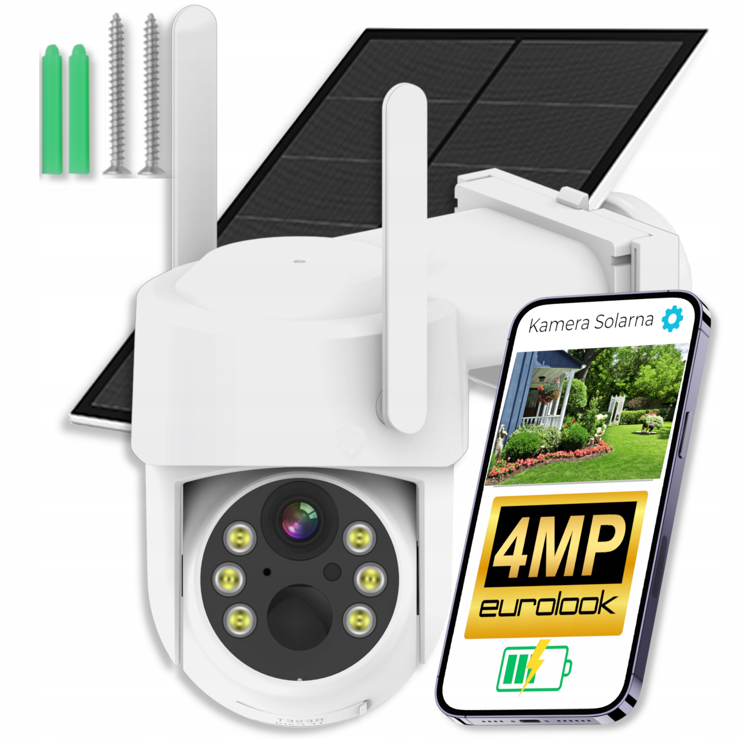 Solární Wifi Kamera 4MPX Smart Venkovní Otočná Ip Bezdrátová Alarmová