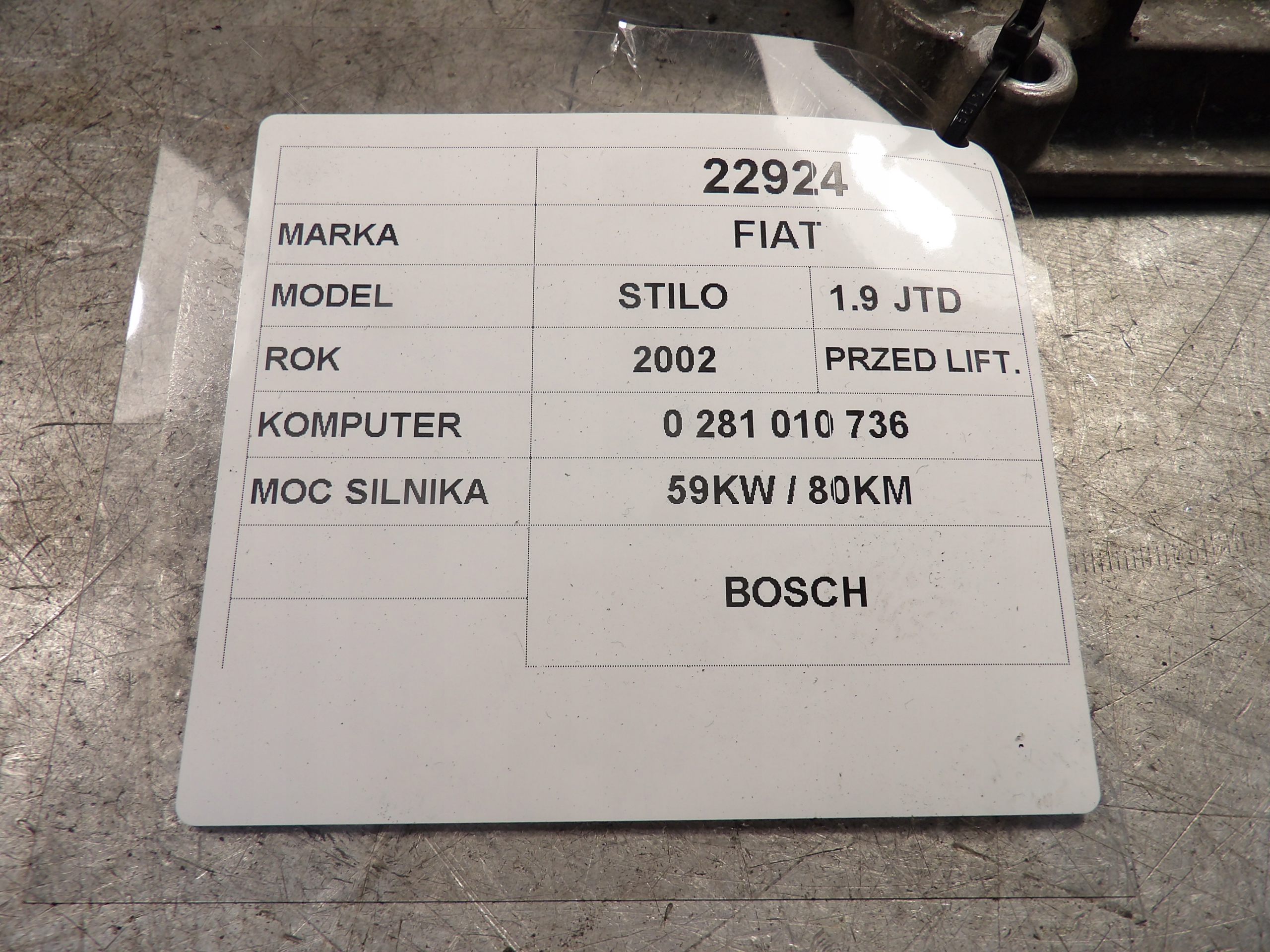 Fiat Stilo computer control unit 0281010738 73501236 28SA5661