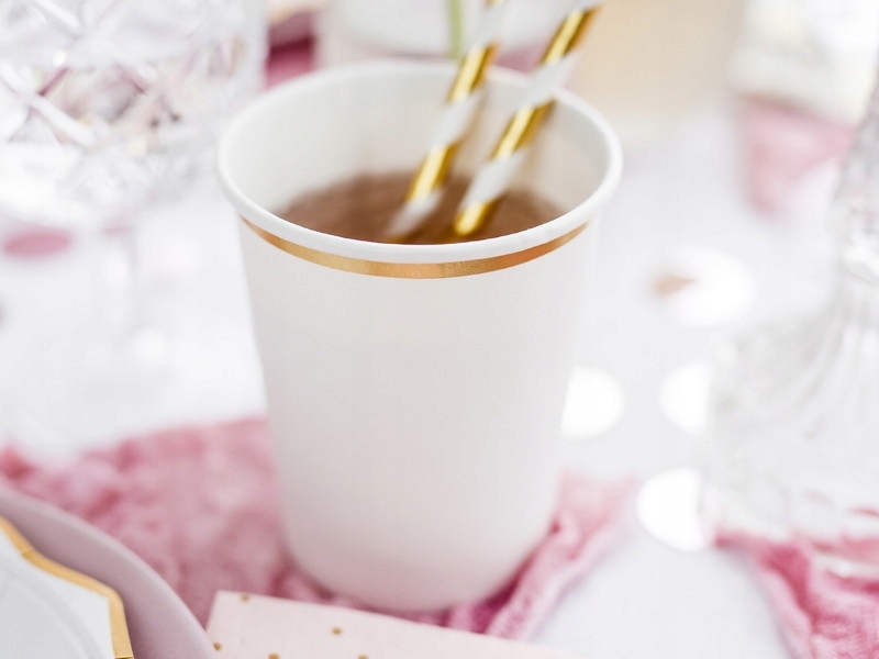 Kubeczki papierowe - biało-złote, 260 ml, 6 szt. Marka Party deco