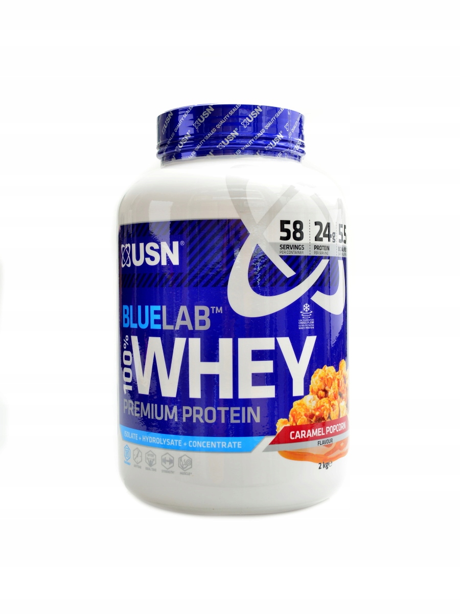 Usn Bluelab 100% whey protein 2000 g karamelový popcorn
