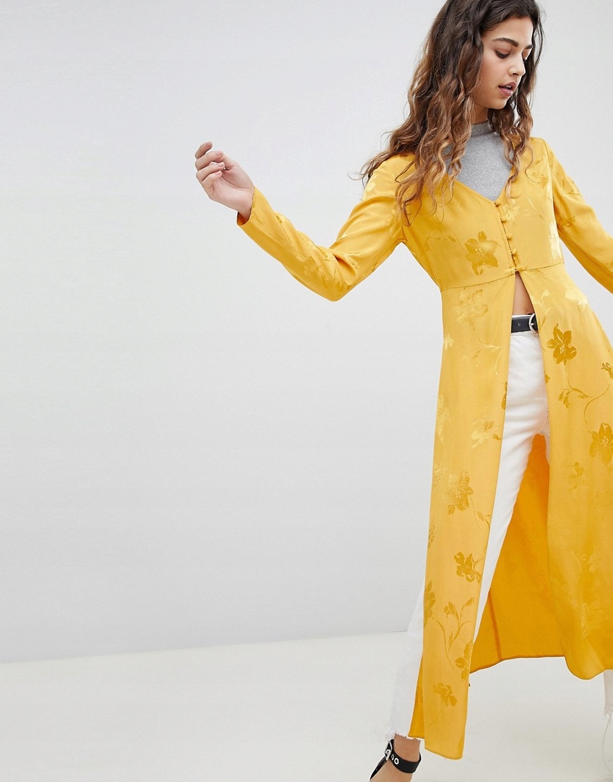 Miss żakardowy blazer maxi XS 34 Rękaw długi rękaw