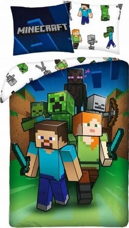 

160x200 Pościel Minecraft Brązowy Alex Steve Pig