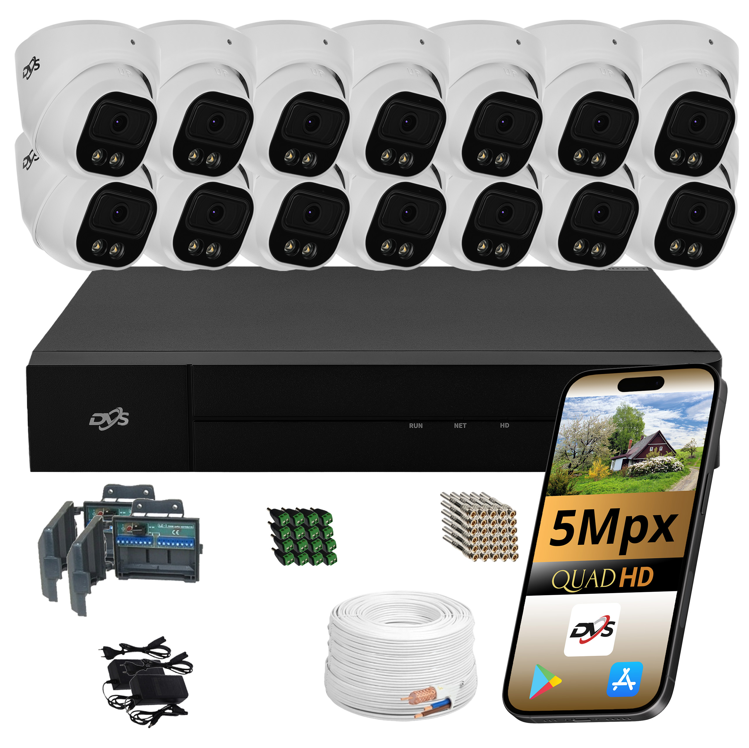 Sada 16 Venkovních Kamer Pro Analogové Monitorování 5Mpx Dvs Dual 16 Ks