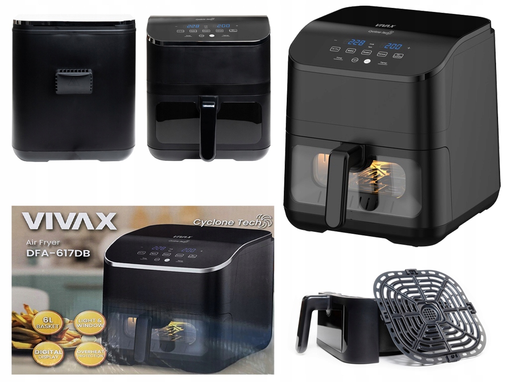 Horkovzdušná Fritéza Air Fryer Vivax DFA-617DB Velká Mísa 6L 1875W