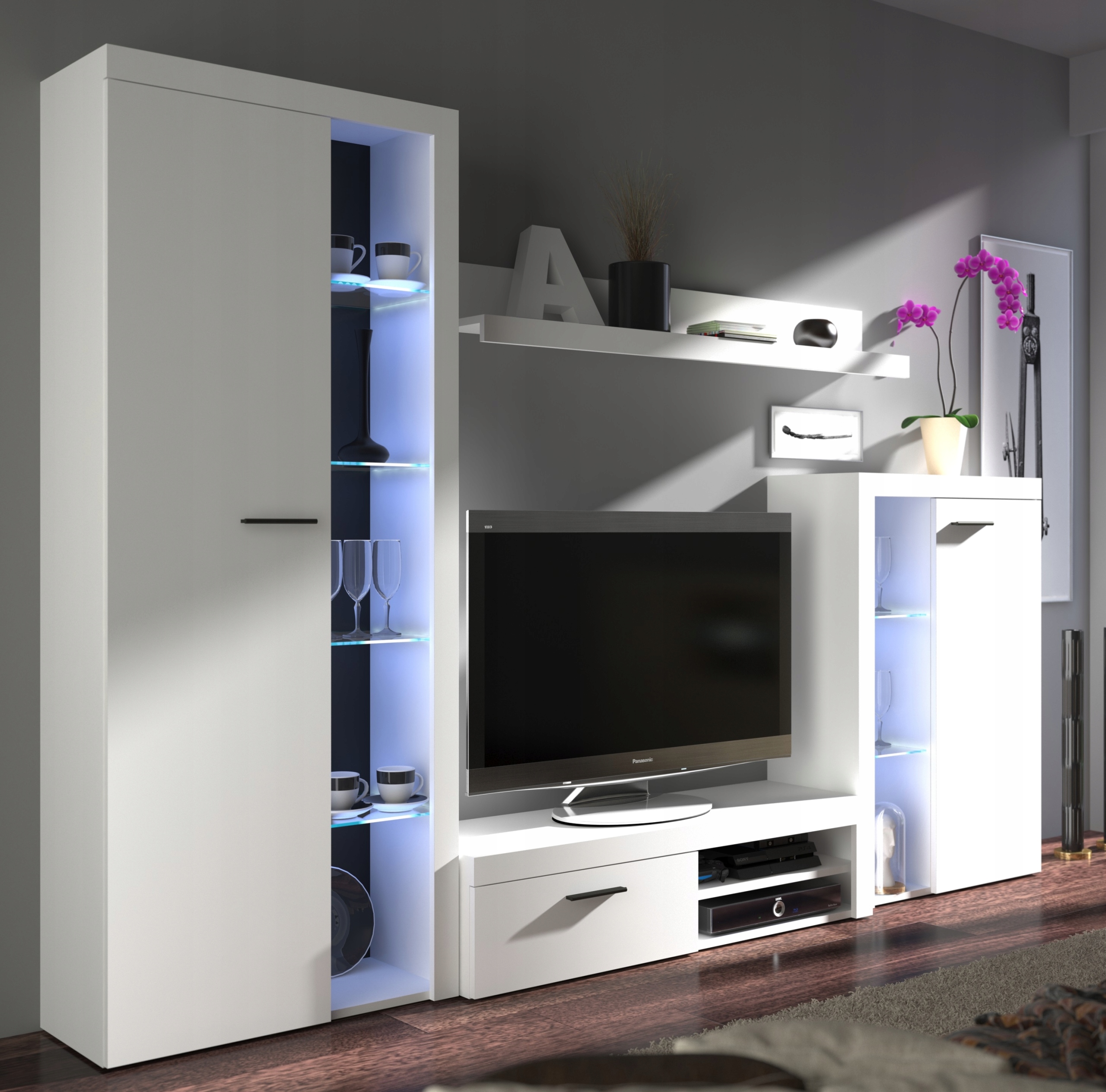 Zestaw Mebli Meblościanka RUMI BIAŁA Wybór Kolorów