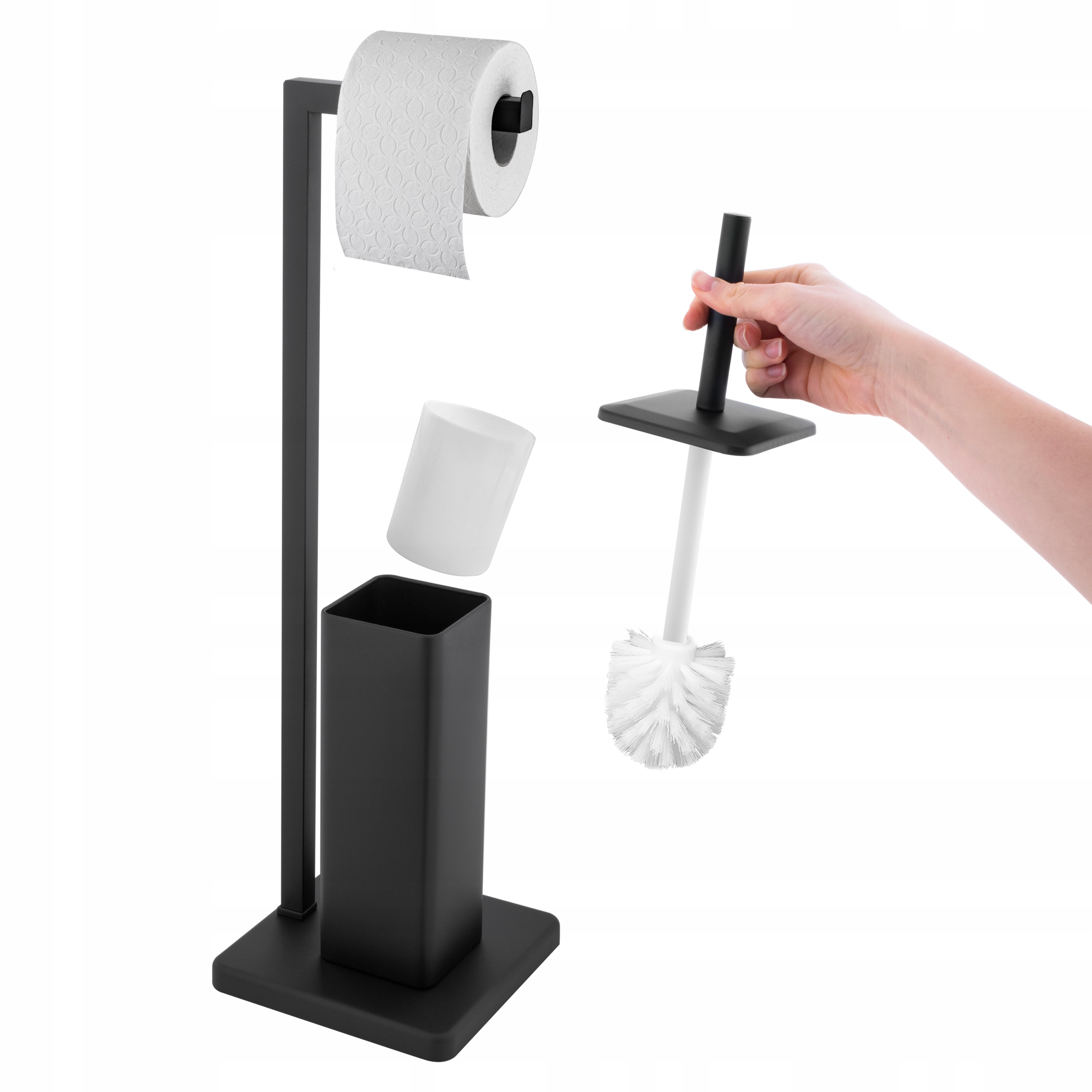 STOJAK WC SZCZOTKA TOALETOWA Z UCHWYTEM CZARNY MAT Marka Yoka Home