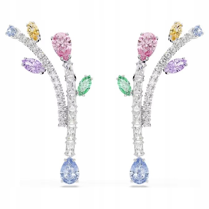 Náušnice Swarovski Ariana Grande Listy Barevné krystaly Ocel Tužka