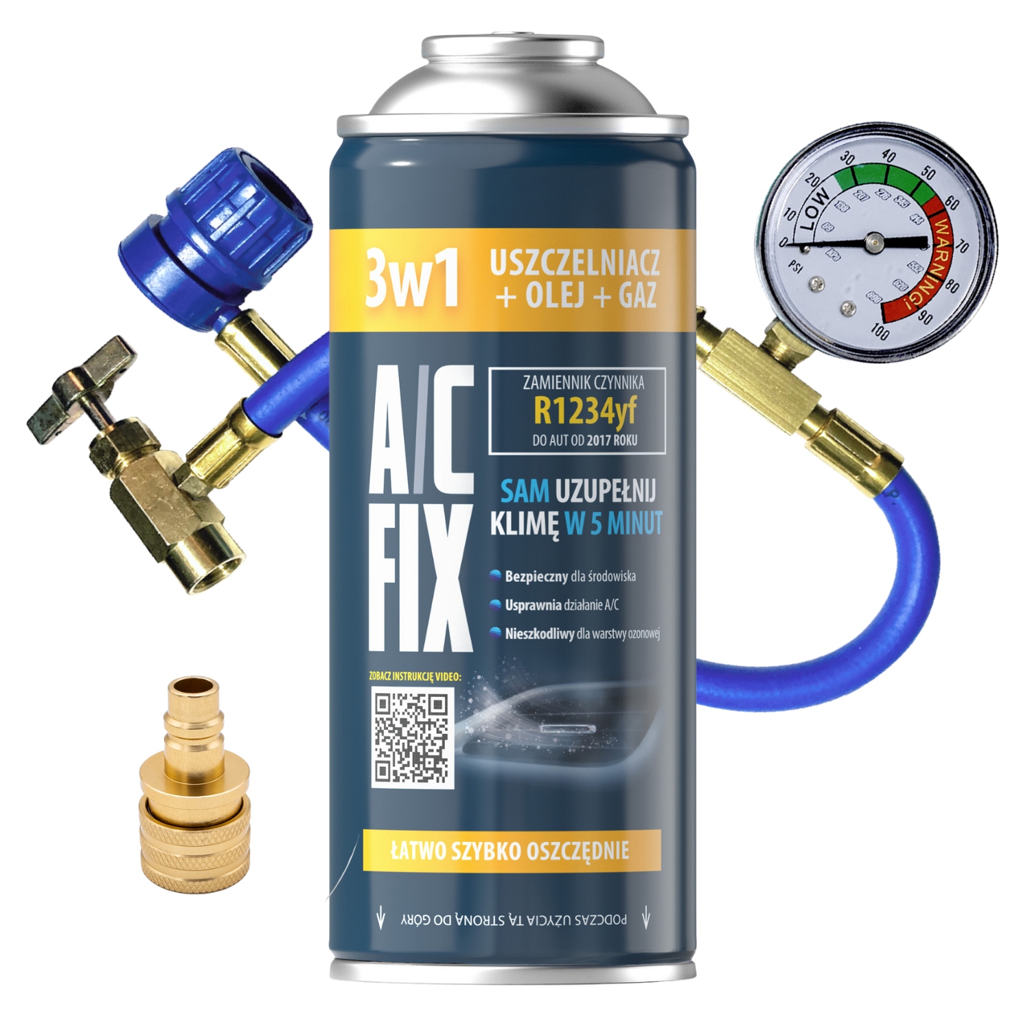 Set 3v1 Plyn Olej Těsnění R1234yf Kabel Ac adaptér FIXe