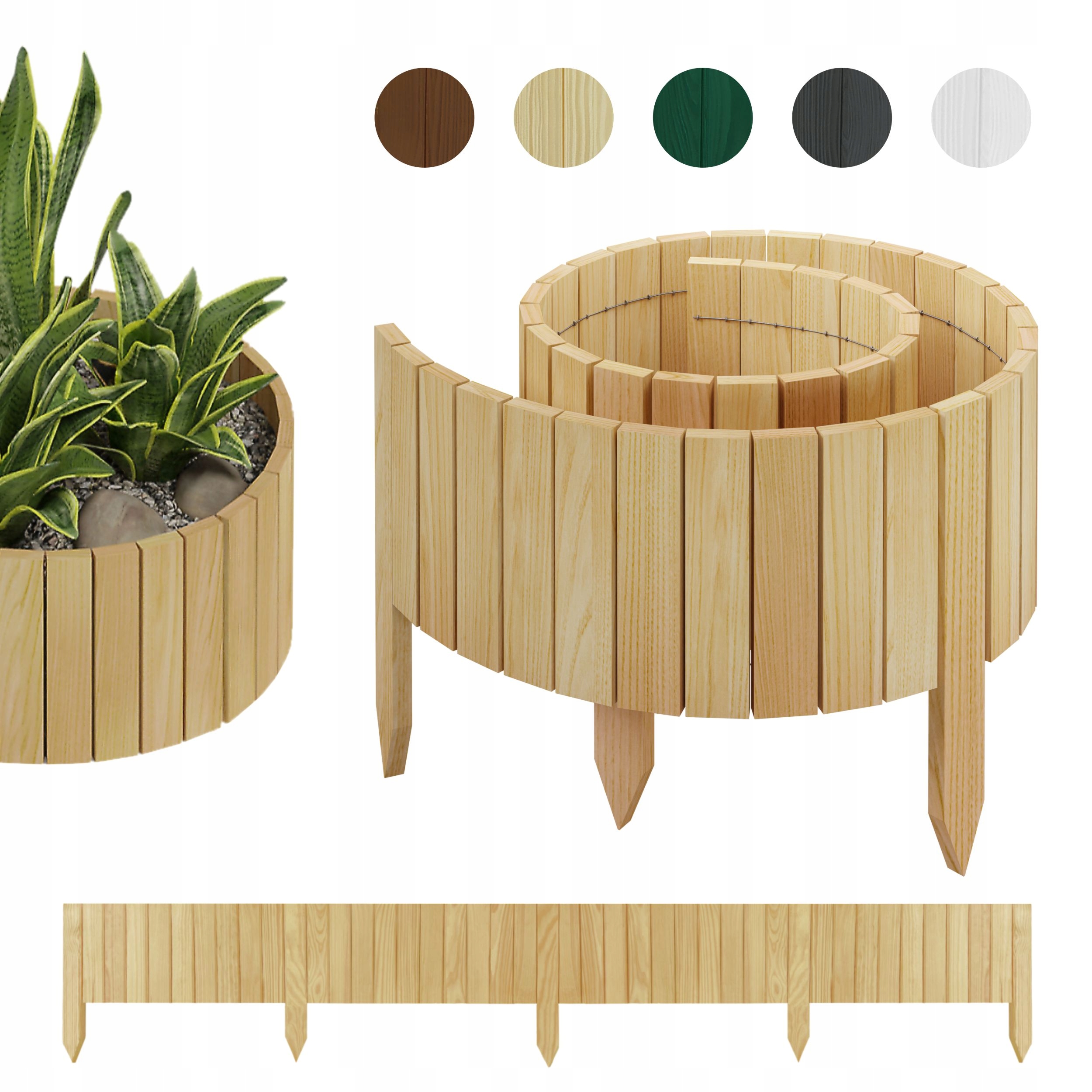 Płotek Drewniany ogrodowy, obrzeże rabatek 200 x 40 cm Naturalny be4nature