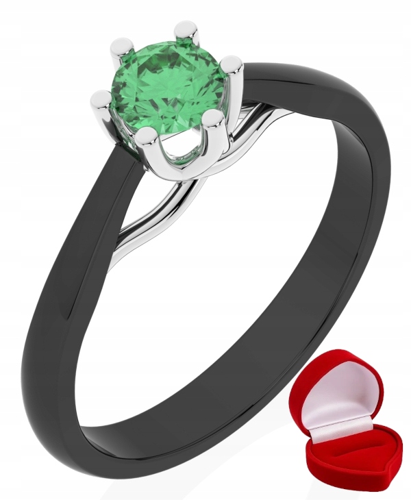 Zlatý Prstýnek 585 14k Smaragd 0,30 ct Černé Zlato R14