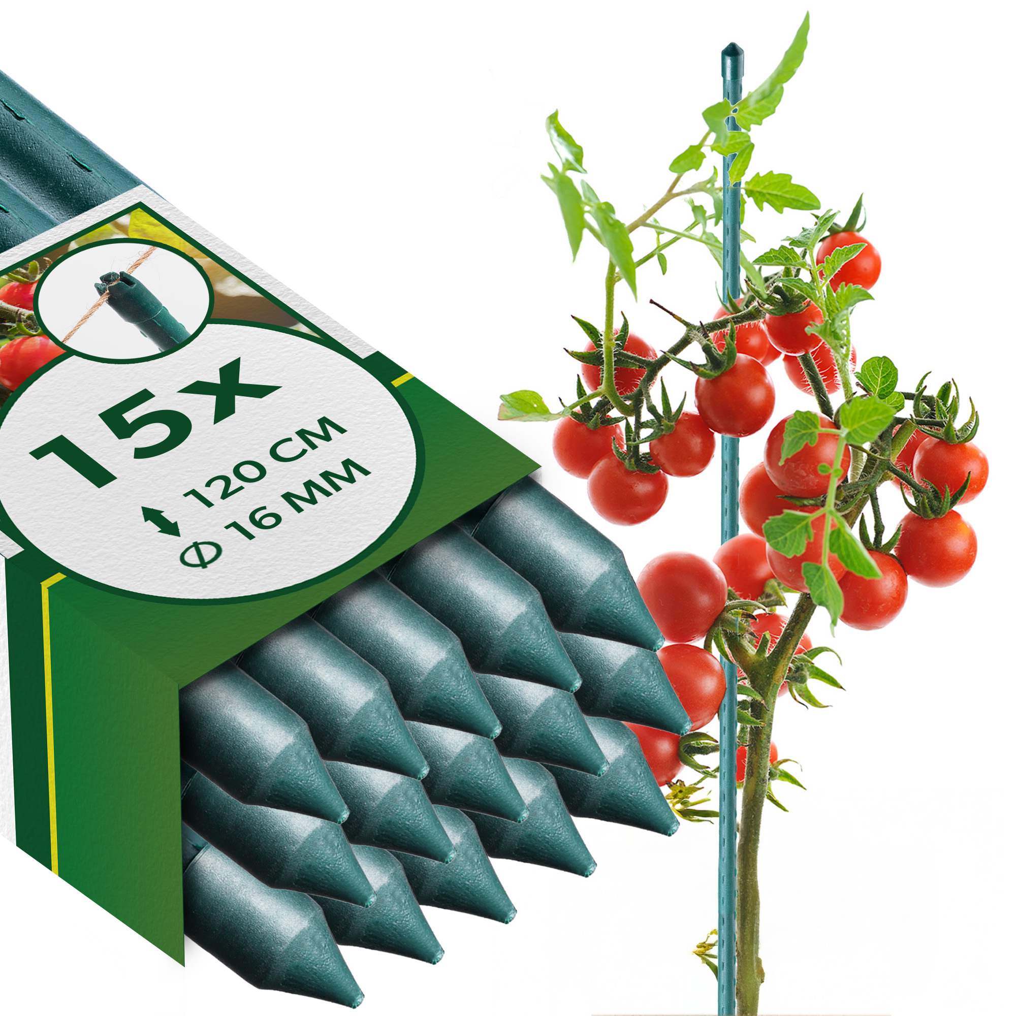 Tyčky Pro Rostliny 120 CM Podpěra Pro Rajčata Kolík Květiny Potažený 15 ks