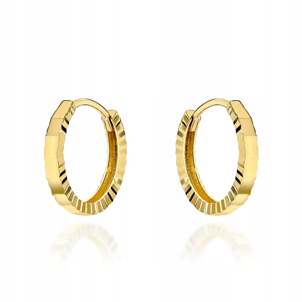 Náušnice zlaté malé kroužky 585 s diamantováním 0.89 g Lesklý dárek