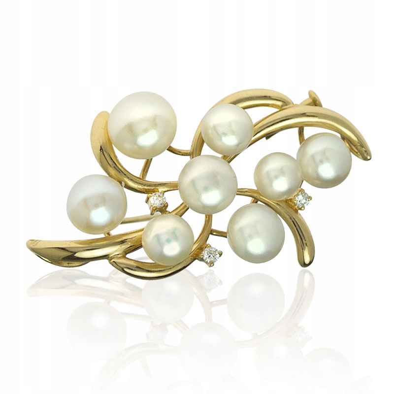 Zlatá Brož S Pravou Perlou Přívěsek