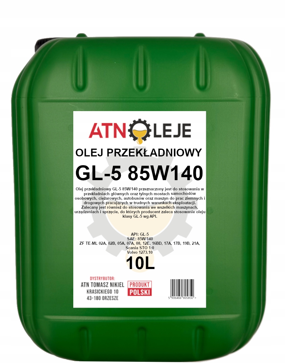 Olej przekładniowy GL-5 85W140 10L