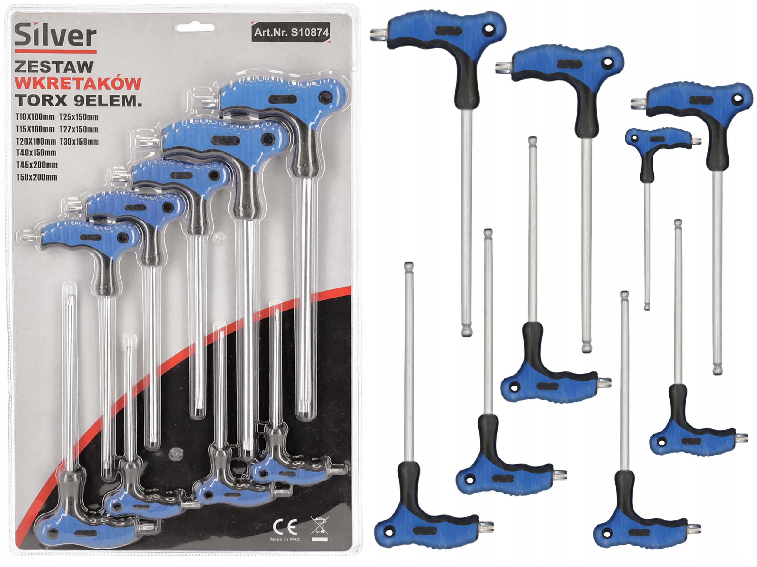 Zestaw wkrętaków Torx T10-50 mm Silver 9el wkrętak
