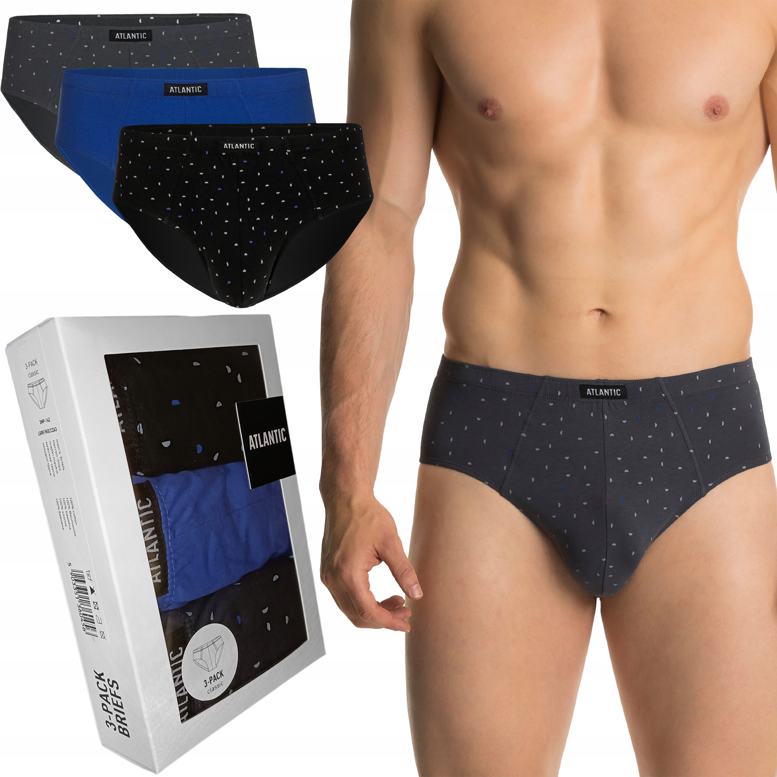 

Atlantic Klasyczne Slipy męskie Bawełniane 3-Pak