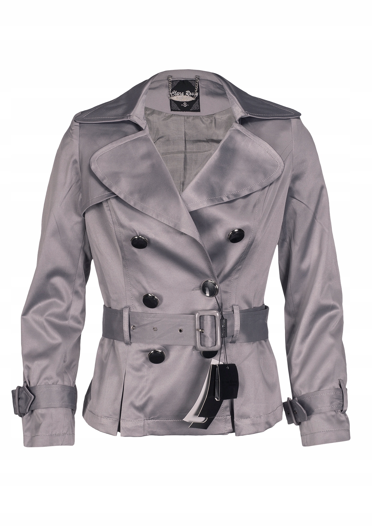 

Wiosenny Krótki Trencz Guziki M , Szary