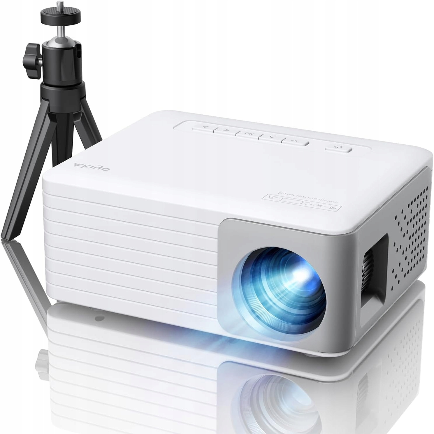 Akiyo O1 Přenosný mini LCD projektor FullHD Bílý Stativ Dálkové ovládání