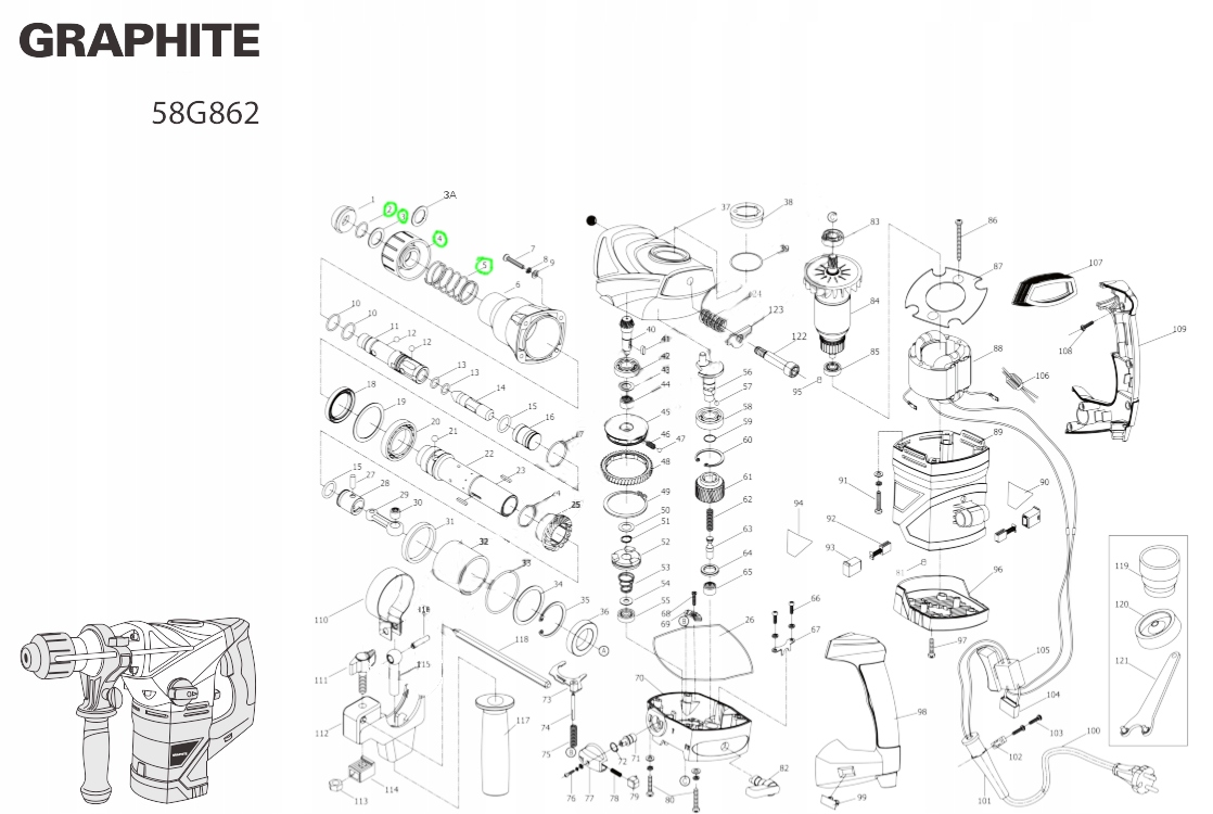 TULEJKA ZAMKA DO MŁOTOWIERTARKI TULEJKA GRAPHITE 58G862 58G859 ORYGINALNA Marka Graphite