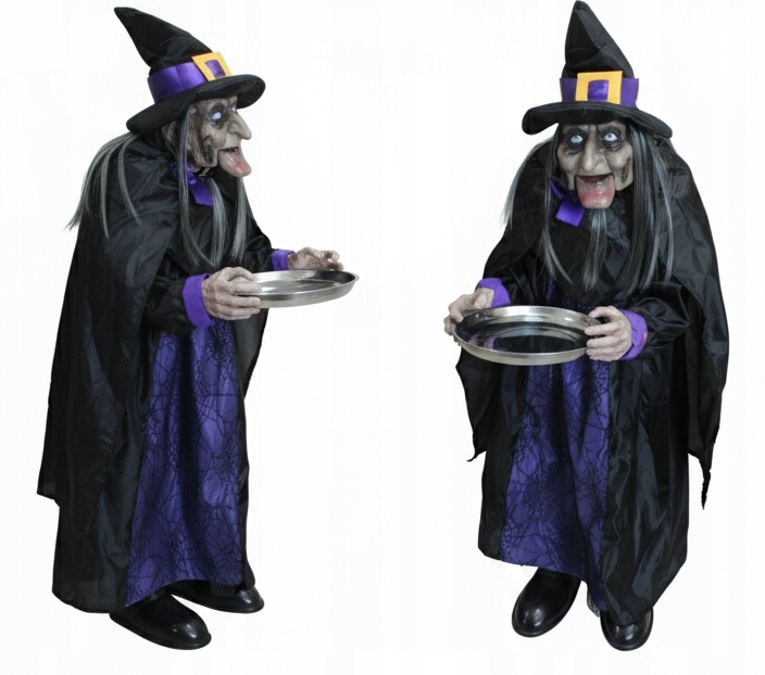 Figurka Baba Jaga Z Taca 95 Cm Fioletowo Czarna Straszna