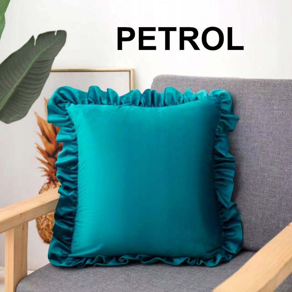 WELUROWA POSZEWKA Z FALBANKĄ VELVET NA JASIEK 40x40 PODUSZKĘ 40X40 PLUSZOWA Marka RoomTime