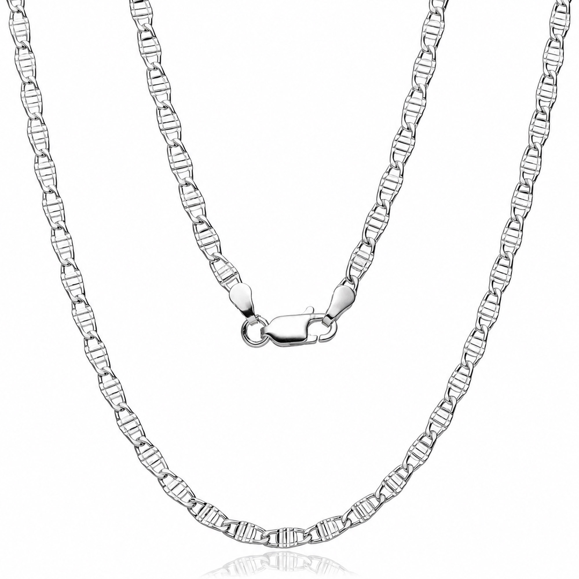 Stříbrný Řetízek Diamantové plechy Stříbro 925 Pánský pánský 45 cm