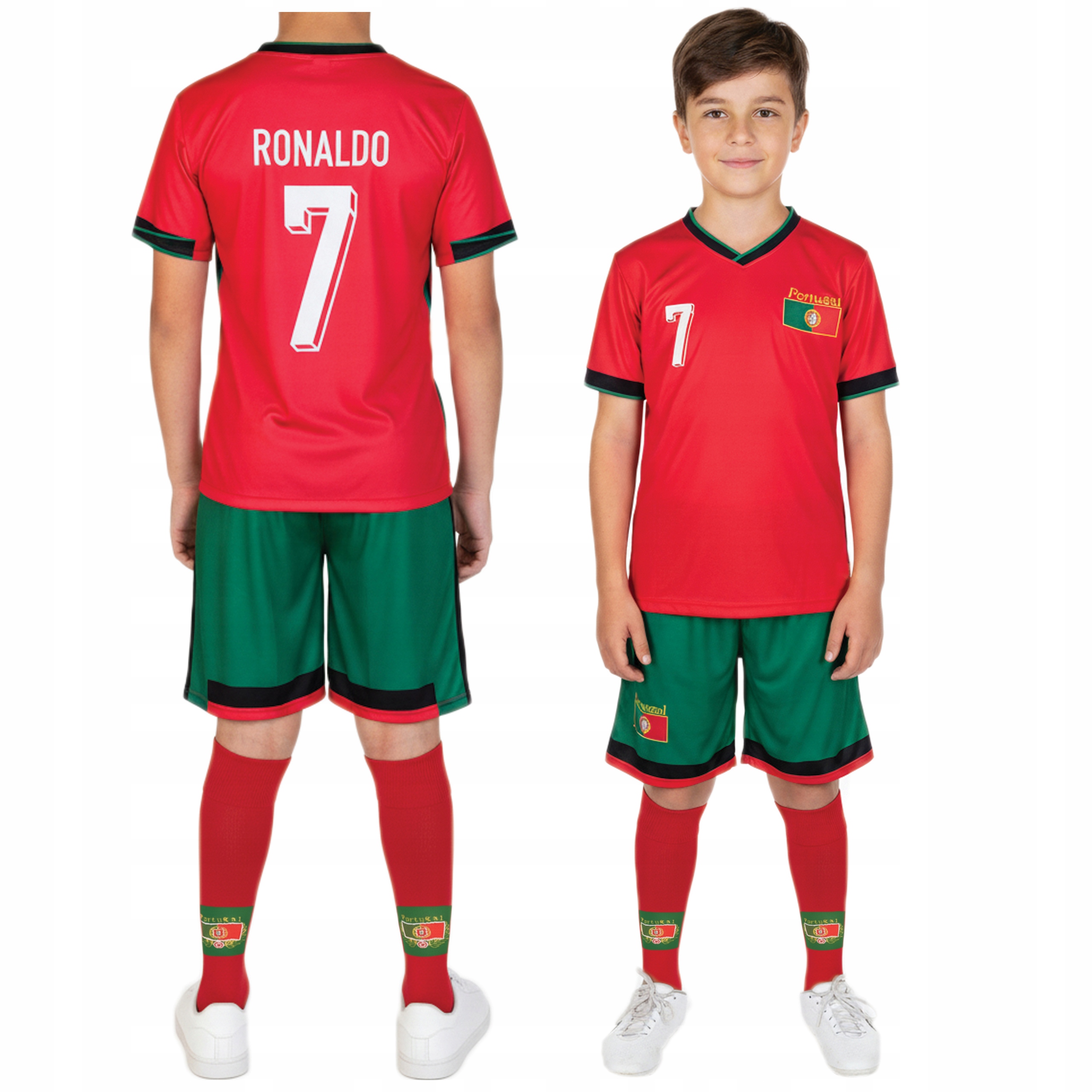 Strój Piłkarski Ronaldo Portugalia z Getrami 134 cm Komplet Dla Dzieci