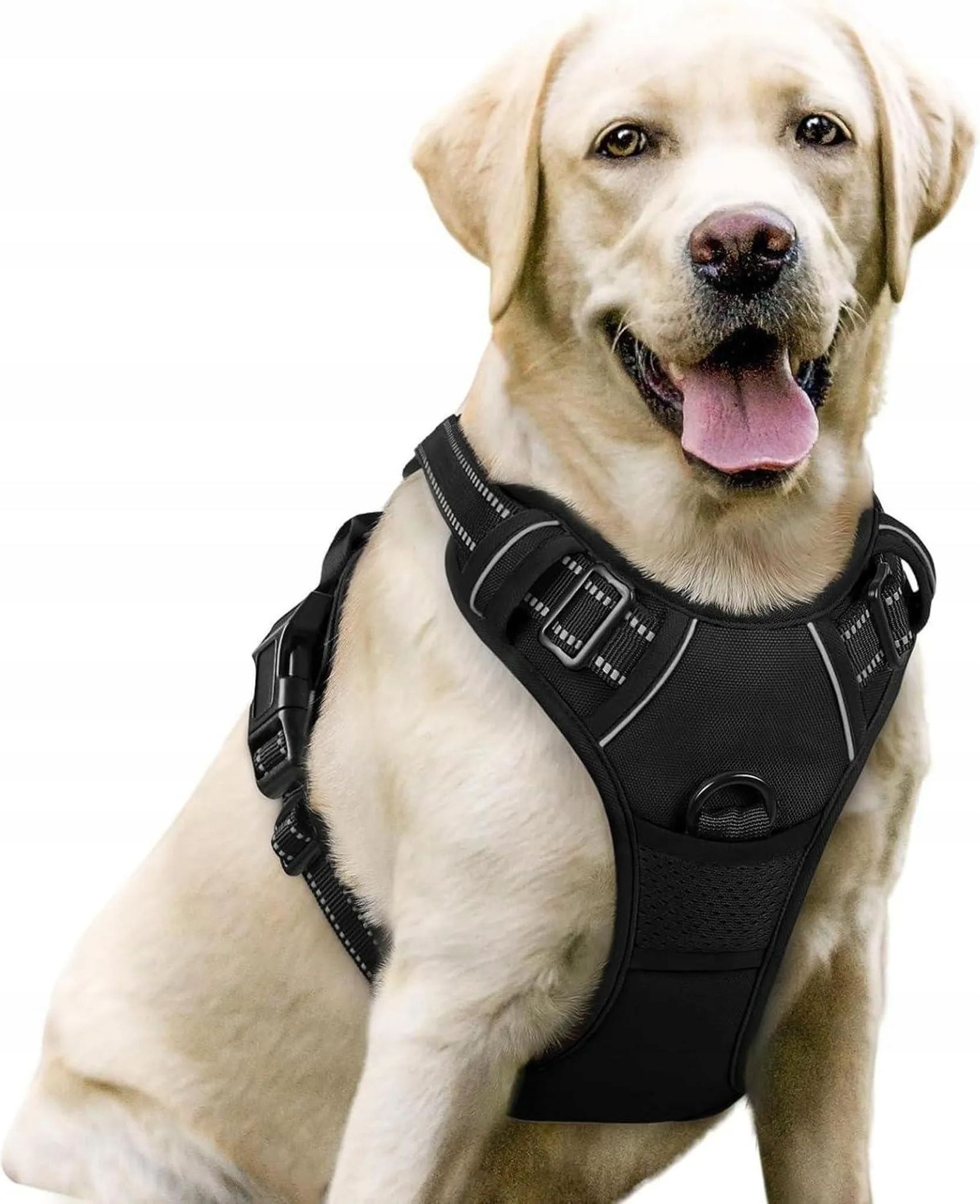 Levně Postroj pro psa bez tahání, reflexní, nastavitelný, černý, velikost XL