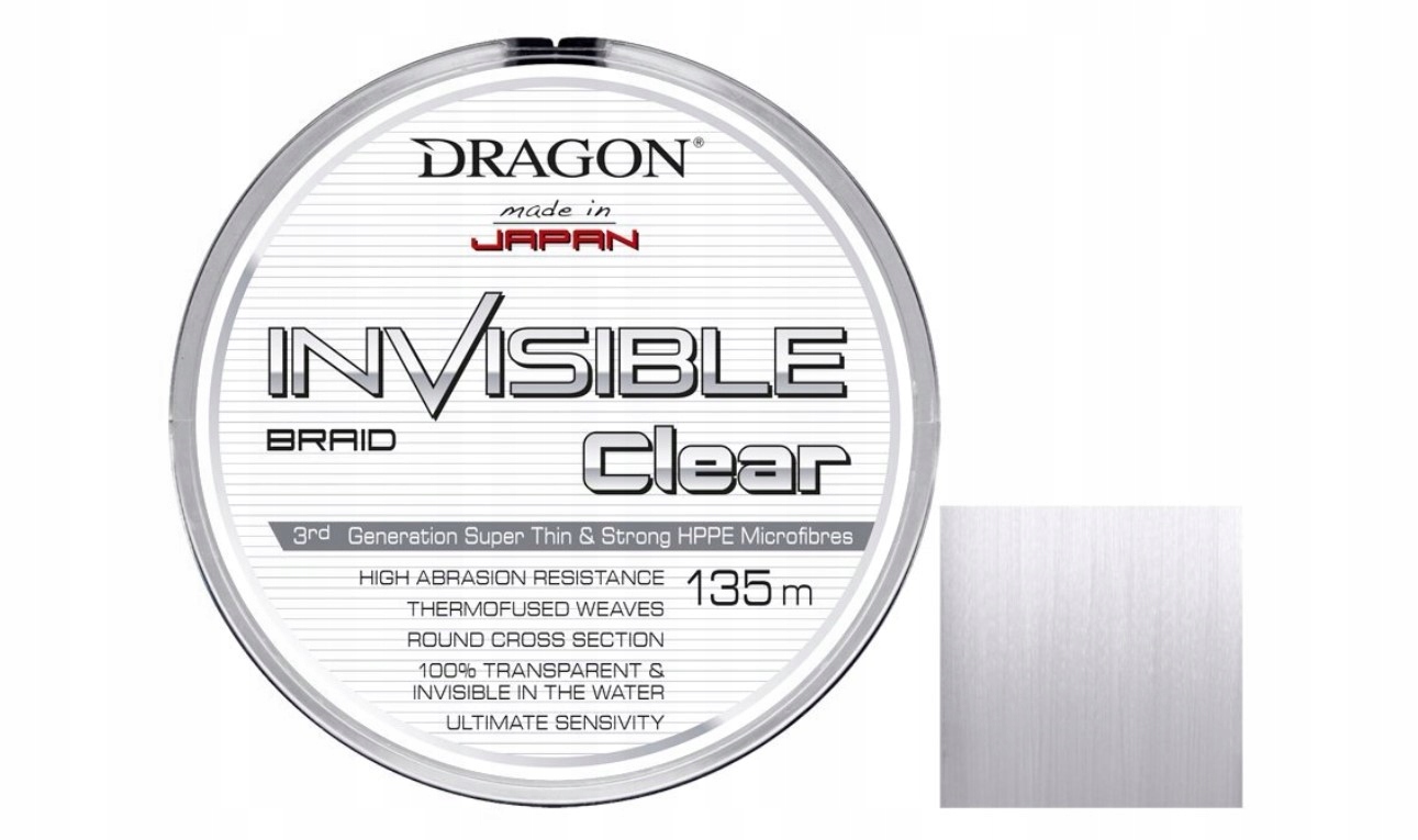 Dragon Invisible Clear 0,08mm 6,2kg 135m Biała Plecionka Spinningowa Dragon