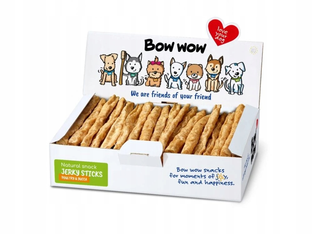 Levně Bow wow Natural Jerky tyčinky Drůbež a Yucca 50ks