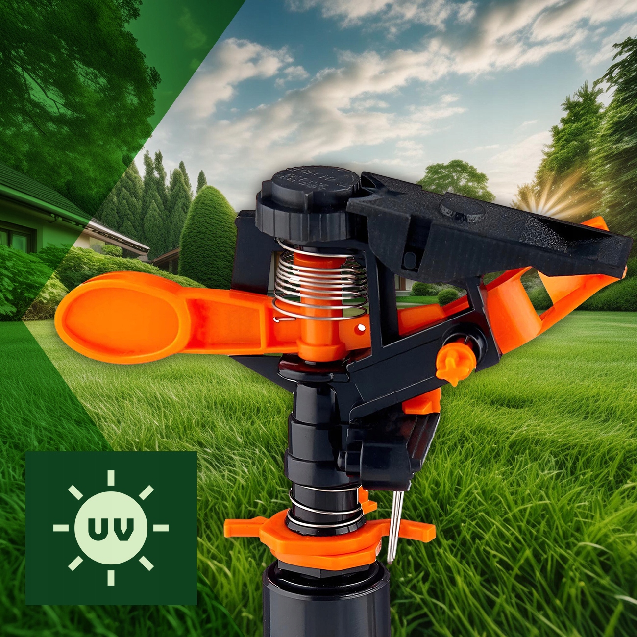 ZRASZACZ OGRODOWY PULSACYJNY OBROTOWY 360° DO PODLEWANIA TRAWY WBIJANY Stan opakowania oryginalne